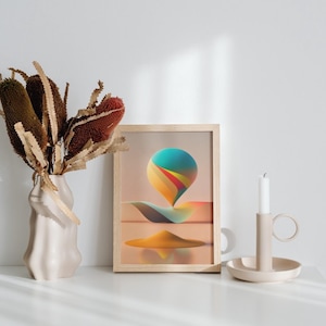 Impresión de arte abstracto colorido / Decoración de pared moderna y vibrante / RealArtPrint / Descarga digital