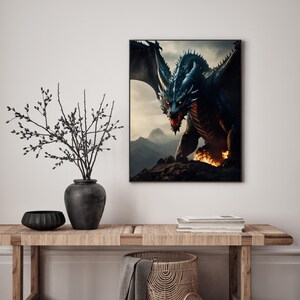 Black Dragon Art Download | Cool Dragon Instant Downloads | Dragon Art Print | Dragon Poster | RealArtPrint