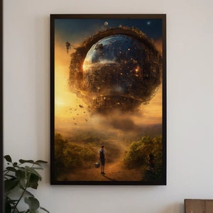 Fantasy Landscape | Futuristic Sci-Fi City | Printable Adventure Theme Art | RealArtPrint