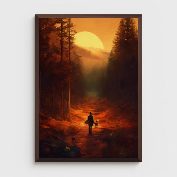 Solitary Journey Forest Art Print | Peaceful Wilderness Wall Decor | Nature Path Less Traveled | Digital Download