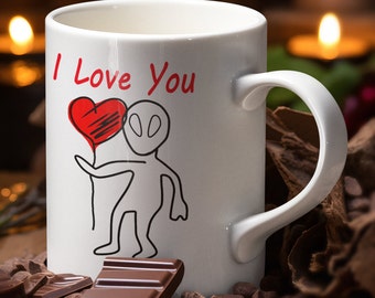 I Love You Coffee mug gift for boyfriend gift for girlfriend unique gift ufo cute funny coffee mug