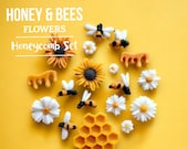 Honig, Bienen & Blumenwachs Set, realistische Wachs einbetten, realistischer Honig, realistisches Bienenwachs, realistische Blumen, Kerzendekoration