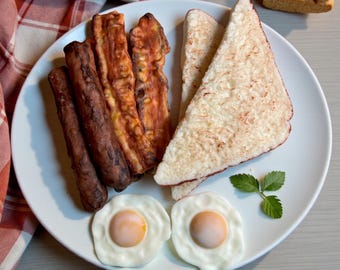 Breakfast Platter Wax Embeds, Faux Food, Wax Food, Props, Fake Food, Wax Bacon, Wax Sausage, Wax Melts, Realistic Wax Food