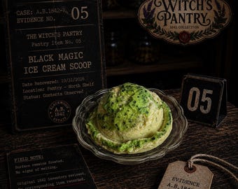 Black Magic Ice Cream Wax Embed | Witch’s Pantry 1842, Halloween Wax Food Prop, Realistic Ice Cream Scoop, Wax Ice Cream, Spooky