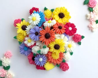 Mix Florals Wax Embeds, Wax Flowers, Wax Roses, Candle Embeds, Flower Embeds