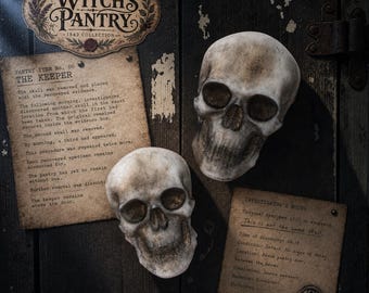 The Keeper Wax Skull Embeds – Set of 6 | Witch’s Pantry 1842, Halloween Skull Wax Embeds, Gothic Spooky Candle Making Supplies