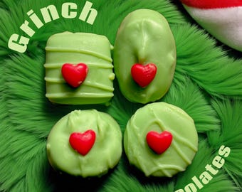 Christmas Style Chocolates Wax Embeds, Grinchy Melts, Candle Decor, Wax Chocolates, Faux Food