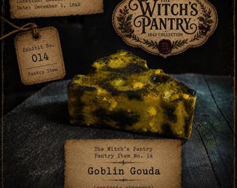 Goblin Gouda – Wax Cheese Embed | The Witch’s Pantry: 1842, Realistic Wax Food Prop, Collection
