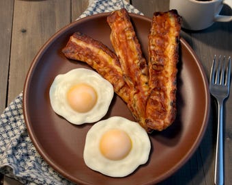 Bacon and Egg Wax Embeds, Faux Food, Fake Food, Wax Bacon, Wax Eggs, Faux Breakfast, Melts