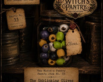 The Unblinking Olives Wax Embeds | Witch’s Pantry 1842, Eyeball Wax Embeds, Halloween, Decor, Candle decor, Creepy, Collection