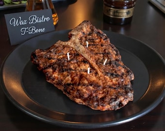 Prime Steakhouse T-Bone Steak Candle, Novelty Candle, Food Candle, Gifts, Wax Food, Food Lovers, Steak Candle, Collection