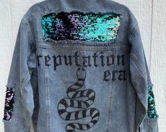 Reputation Era Snake Sequin Denim Jacket