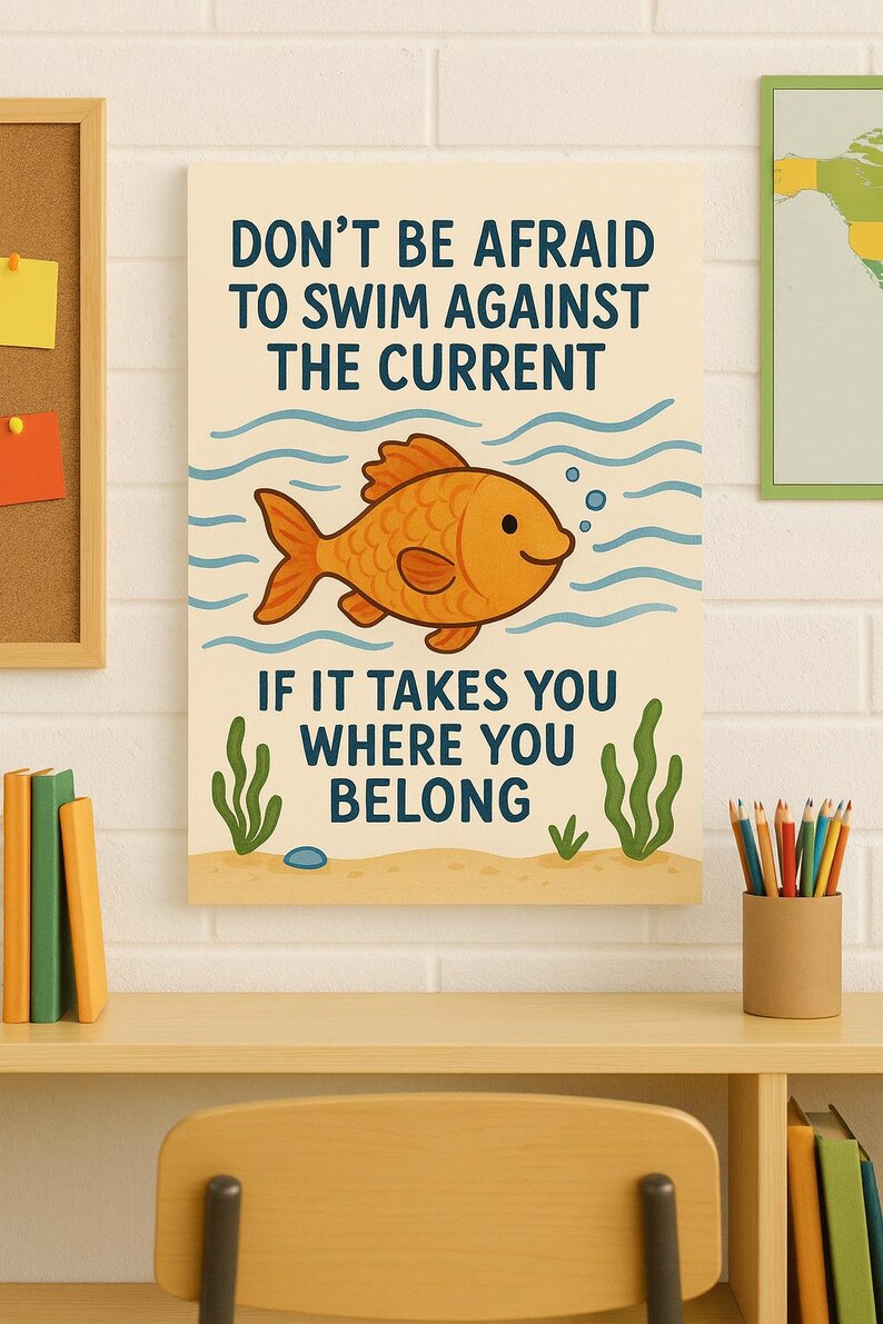 Motivational Fish Print: Inspirational Kids' Room Decor - Etsy