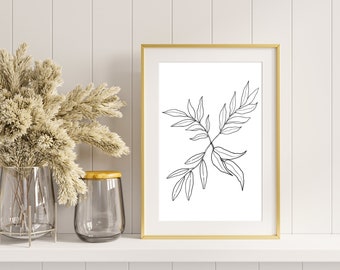 Leaves Line Wall Art - Printable Download