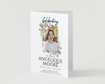 Plantilla editable para programa funerario, diseño minimalista (PDF)