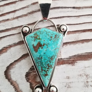 Exquisite Royston Turquoise Pendant!  Genuine Turquoise  in a one of a kind handmade sterling silver setting.