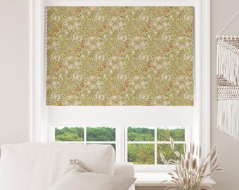 Tenda a pacchetto su misura William Morris GOLDEN LILY CORNSILK realizzata a mano