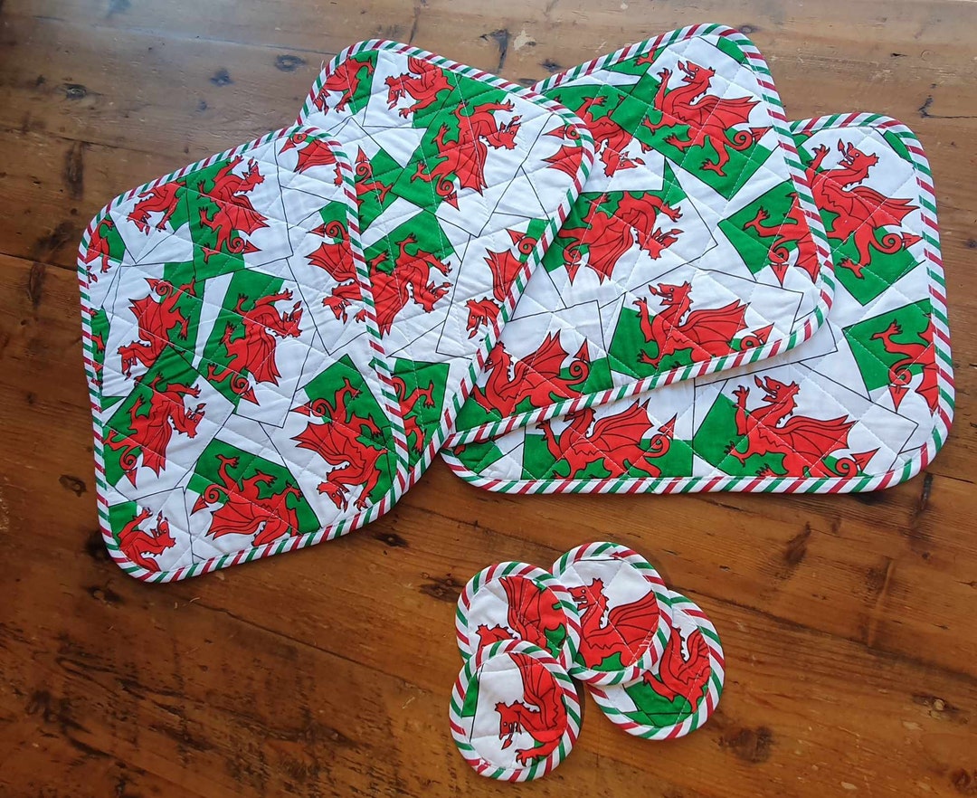 Welsh Mat Welsh Dragon Quilted Table Mats Place Settings Handmade in Wales. - Etsy
