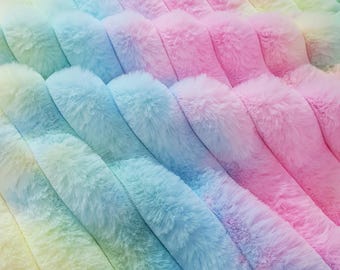 Tie-Dye Pluszowa tkanina ze sztucznego futra – miękki materiał Binky Cuddle w kolorze żółtym