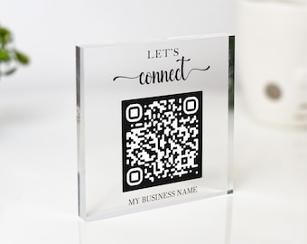Mini Acrylic QR Code Business Sign: Social Media, Scan to Pay