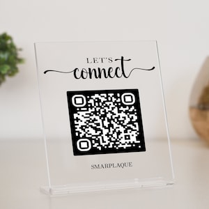 Let&#39;s get social mini QR self-standing plaque, Follow us Business Social Media self-standing Sign, Mini QR Code Sign, Appointment Sign,