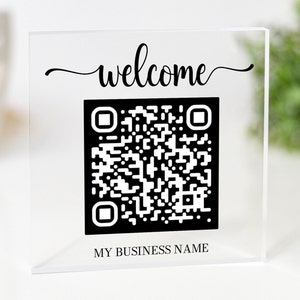 Welcome mini QR plaque for reception, Mini QR Code Display Sign Social, QR business Sign,Appointment Sign,Business Social Media Sign
