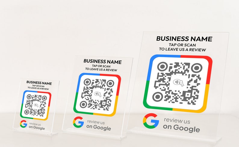 NFC Google Tap To Review Stands to Boost Your Online Presence, NFC plaque, Mini QR Code sign, Business Review Link, Leave a Review plaque image 3