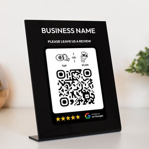 Niestandardowy stojak NFC Google Tap to Review do recenzji biznesowych, tabliczka z kodem QR do zwiększenia obecności online, spersonalizowany akrylowy znak recenzji