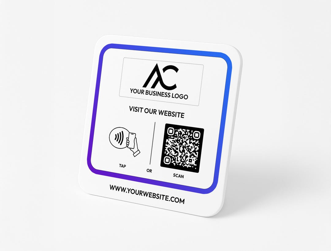 Custom QR Code Acrylic Sign: Link in Bio Display With Logo - Etsy