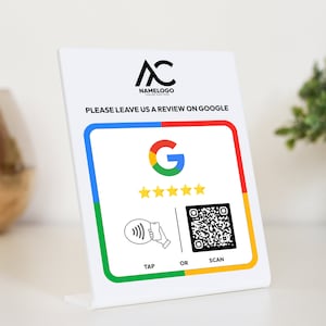 Placa de revisión de Google para aumentar su presencia en línea, placa de revisión y toque NFC, signo de mini código QR, placa para dejar una revisión, enlace de revisión comercial imagen 1