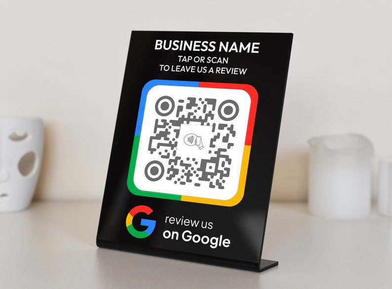 NFC Google Tap To Review Stands to Boost Your Online Presence, NFC plaque, Mini QR Code sign, Business Review Link, Leave a Review plaque image 4