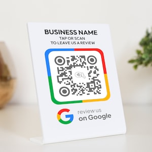 NFC Google Tap To Review Stands to Boost Your Online Presence, NFC plaque, Mini QR Code sign, Business Review Link, Leave a Review plaque image 1