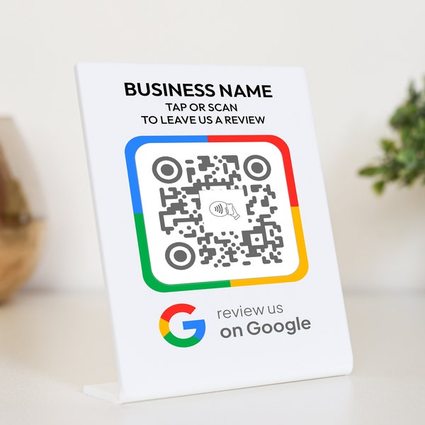 NFC Google Tap To Review Stands to Boost Your Online Presence, NFC plaque, Mini QR Code sign, Business Review Link, Leave a Review plaque