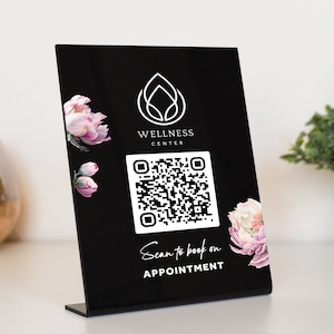 Book appointment QR code self-standing plaque, Business Social Media self-standing Sign Payment Sign Instagram Venmo Cashapp QR Code Sign