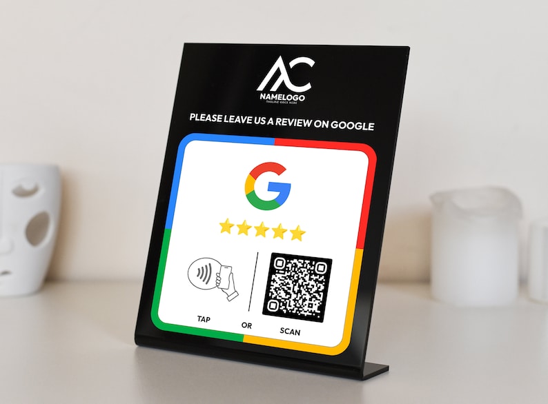 Plaque Google Review pour renforcer votre présence en ligne, plaque NFC tap and review, mini panneau QR code, plaque Leave a Review, lien Business Review image 3