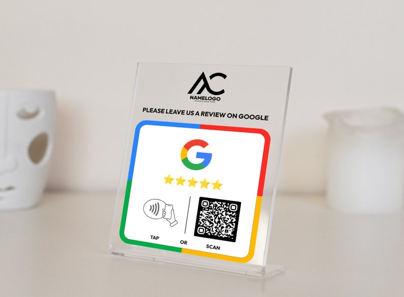 Placa de revisión de Google para aumentar su presencia en línea, placa de revisión y toque NFC, signo de mini código QR, placa para dejar una revisión, enlace de revisión comercial imagen 4