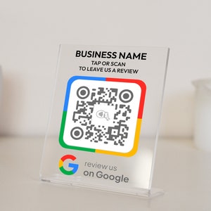 NFC Google Tap To Review Stands to Boost Your Online Presence, NFC plaque, Mini QR Code sign, Business Review Link, Leave a Review plaque image 2