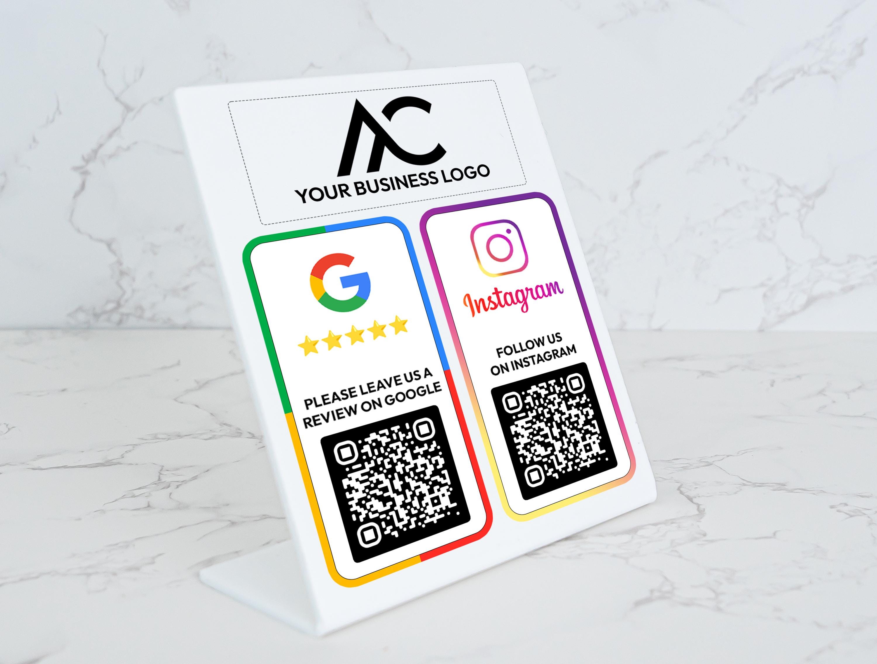 Custom Multi QR Code Business Sign: Social Media, Google Review, NFC ...