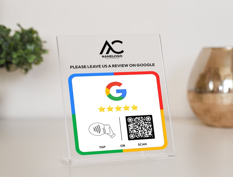 Placa de revisión de Google para aumentar su presencia en línea, placa de revisión y toque NFC, signo de mini código QR, placa para dejar una revisión, enlace de revisión comercial imagen 2