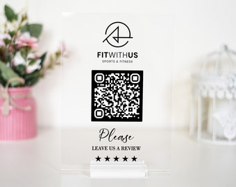 Déjanos un letrero de revisión, enlace de revisión comercial o código Qr de redes sociales/síguenos, letrero de revisión de Google, letrero de pequeña empresa, letrero de salón