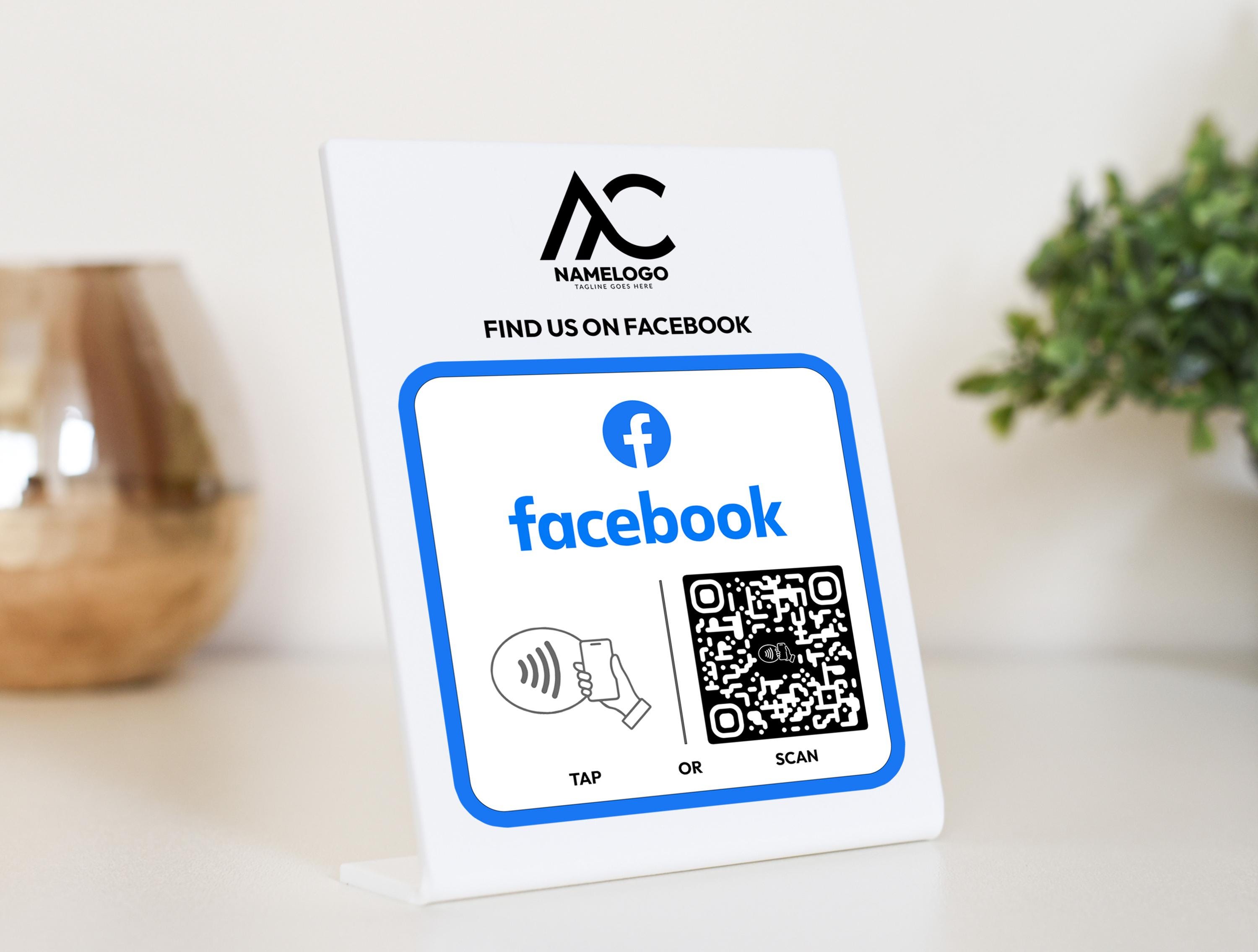 Facebook Digital Sign Custom Facebook Sign With QR Code & NFC Tap | Personalized Social Media ...