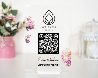 Erhöhen Sie Ihr Geschäft mit QR-Code-Zeichen für Termin buchen, Social Media QR-Code-Zeichen Business Acryl, Logo-Business-Zeichen, Link in Bio