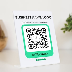 Beoordeel ons op Tripadvisor-bordje: aanpasbaar Tripadvisor-recensiebord met NFC/Tap en QR-teken, het ultieme hulpmiddel om online zichtbaarheid te vergroten