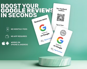 NFC Google Review Cards, Custom NFC & QR Code Tap to review Google Card, Google review pvc Printed Feedback Cards Business Card