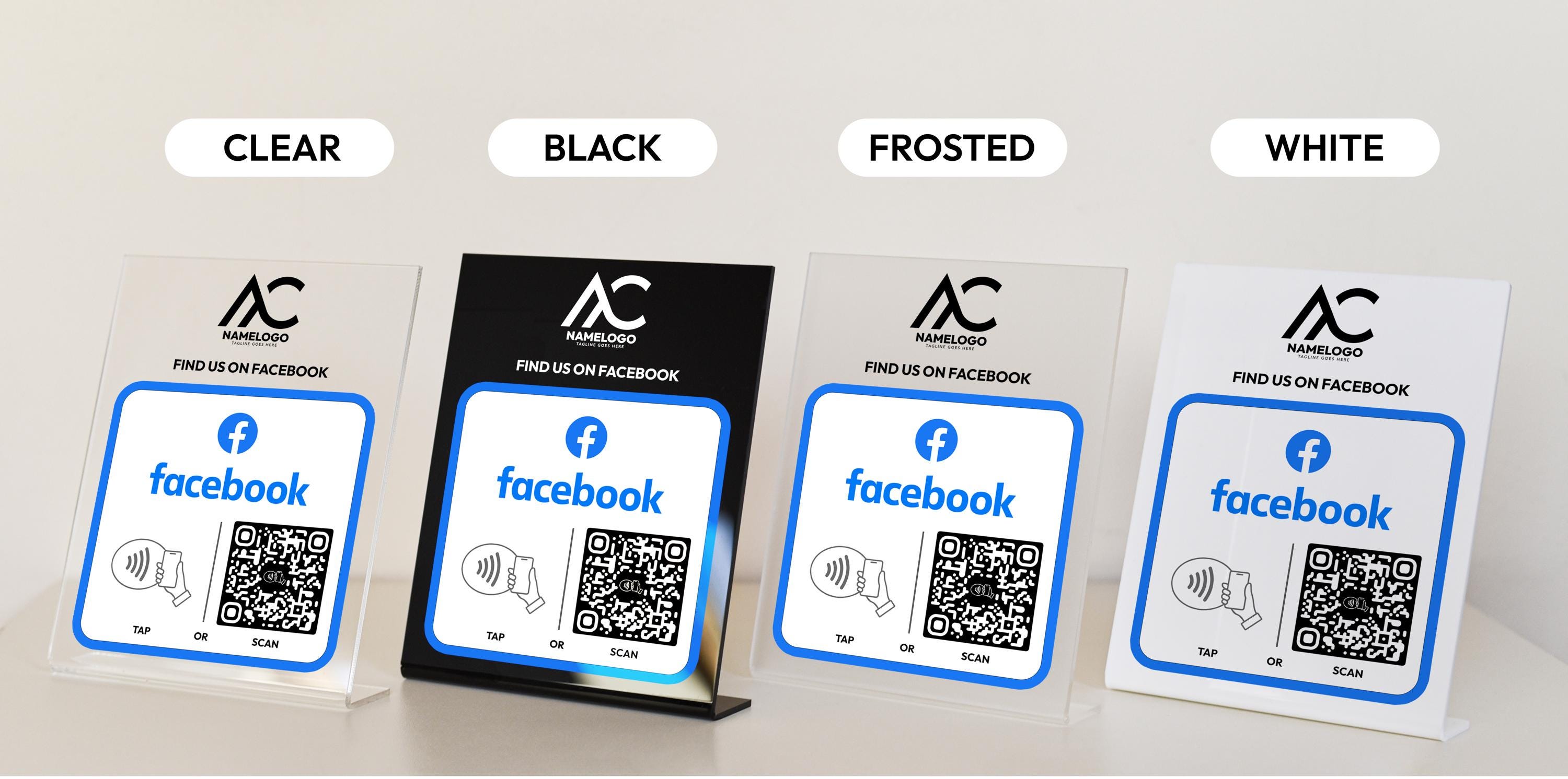 Facebook Digital Sign Custom Facebook Sign With QR Code & NFC Tap | Personalized Social Media ...