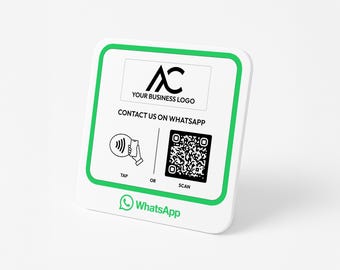 Custom WhatsApp QR Code Plaque: NFC Tap or Scan, Salon & Clinic Sign