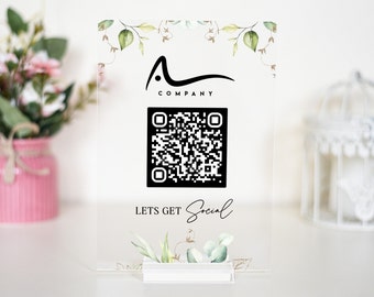 Beauty Sign | Social Media Qr Code Sign | Social Media Personalised Sign, Double Business Social Media Sign, Logo business sign, Link in bio