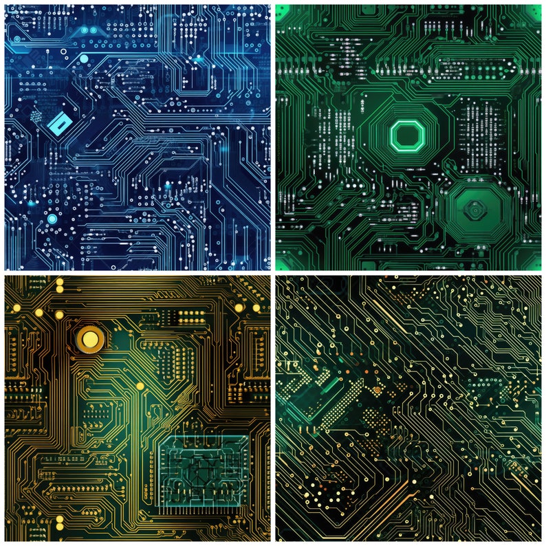 Circuit Board Inspired Theme Illustrations Pack 2, 22 Patterns ...