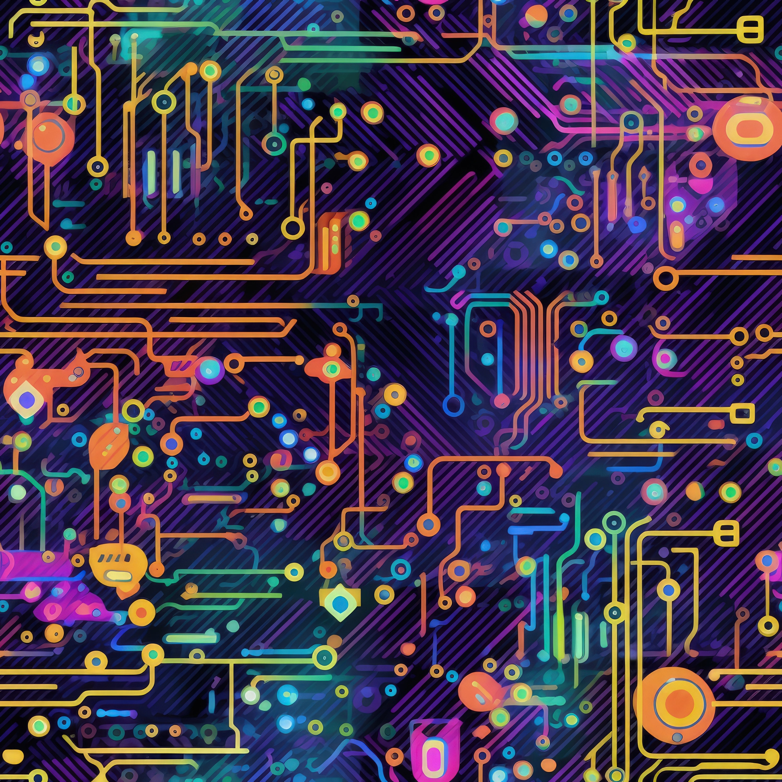Circuit Board Inspired Theme Illustrations, 20 Patterns, Seamless - Etsy