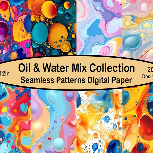 Abstract Oil and Water mix, 20 patterns, seamless